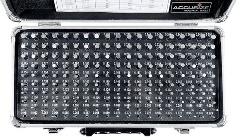 أدوات Accusize الصناعية - مجموعة قياس دبوس ZZ ذات 190 قطعة دقيقة، من 0.061 بوصة إلى 0.250 بوصة، طول 2 بوصة، معالجة بالحرارة، 60-62 RC، مع علبة ألومنيوم، M1(-) A in Saudi Arabia