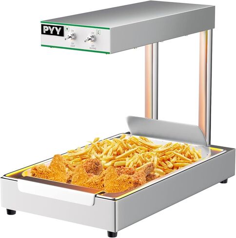 PYY French Fry Warmer - Food Warmer Countertop, Food Heat Lamp for Chips Commercial Heat Light Free, Standing Warming Dump Station Churros Fried Food, Silver, 350W in Saudi Arabia