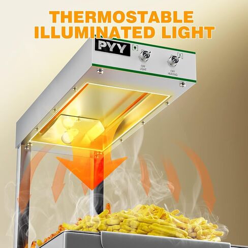 PYY French Fry Warmer - Food Warmer Countertop, Food Heat Lamp for Chips Commercial Heat Light Free, Standing Warming Dump Station Churros Fried Food, Silver, 350W in Saudi Arabia