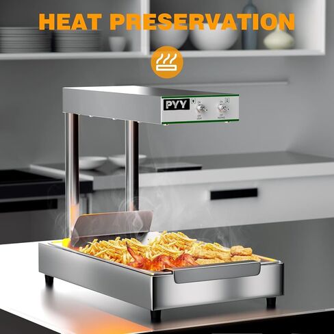 PYY French Fry Warmer - Food Warmer Countertop, Food Heat Lamp for Chips Commercial Heat Light Free, Standing Warming Dump Station Churros Fried Food, Silver, 350W in Saudi Arabia