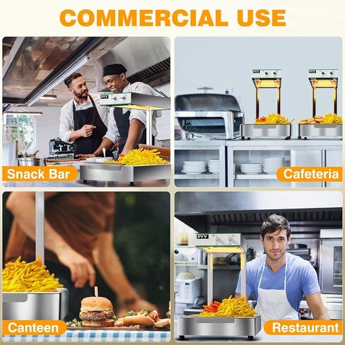 PYY French Fry Warmer - Food Warmer Countertop, Food Heat Lamp for Chips Commercial Heat Light Free, Standing Warming Dump Station Churros Fried Food, Silver, 350W in Saudi Arabia
