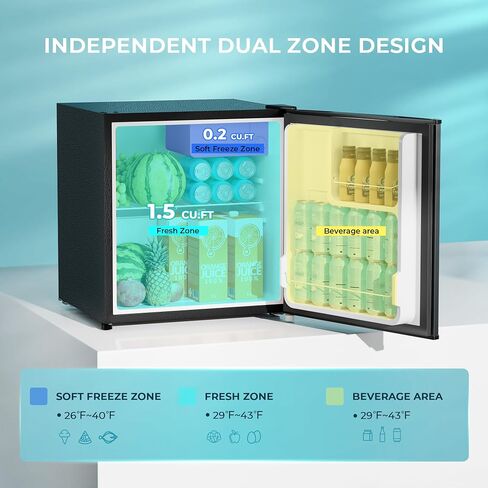 EUHOMY 1.7 Cu.Ft Mini Fridge with Freezer, Reversible Single Door Compact Refrigerator, Adjustable Thermostat, Energy Saving, Mini Fridge for Bedroom, Office, Dorm, Black in Saudi Arabia