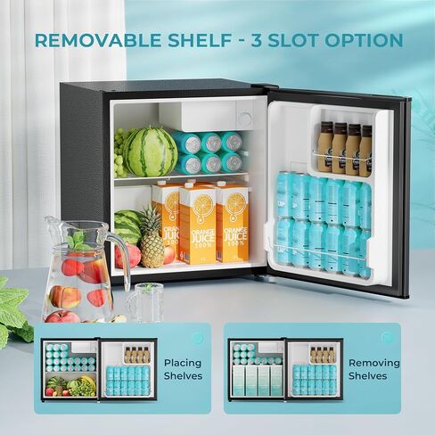 EUHOMY 1.7 Cu.Ft Mini Fridge with Freezer, Reversible Single Door Compact Refrigerator, Adjustable Thermostat, Energy Saving, Mini Fridge for Bedroom, Office, Dorm, Black in Saudi Arabia