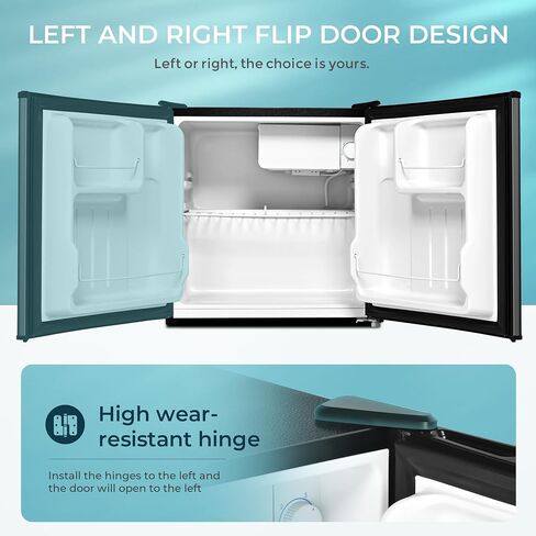 EUHOMY 1.7 Cu.Ft Mini Fridge with Freezer, Reversible Single Door Compact Refrigerator, Adjustable Thermostat, Energy Saving, Mini Fridge for Bedroom, Office, Dorm, Black in Saudi Arabia