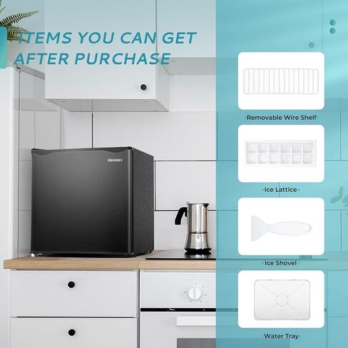 EUHOMY 1.7 Cu.Ft Mini Fridge with Freezer, Reversible Single Door Compact Refrigerator, Adjustable Thermostat, Energy Saving, Mini Fridge for Bedroom, Office, Dorm, Black in Saudi Arabia