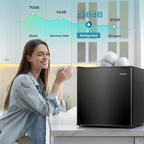 EUHOMY 1.7 Cu.Ft Mini Fridge with Freezer, Reversible Single Door Compact Refrigerator, Adjustable Thermostat, Energy Saving, Mini Fridge for Bedroom, Office, Dorm, Black in Saudi Arabia