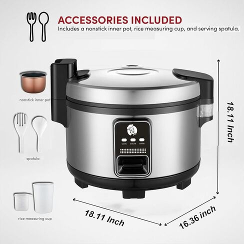 Large 15L Commercial rice cooker 90 cups cooked / 50 cups uncooked rice Electiric Rice Cooker & Rice Warme | Automatic Warm | Stainless Steel | with One-Touch Operation in Saudi Arabia