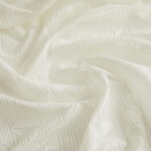 ستارة مطبخ شفافة من HLC.ME Joyce Lace - جيب قضيب للنوافذ الصغيرة والحمام والمطبخ - 54 عرض × 18 لتر (رمادي كتان، ستارة واحدة) in Kuwait