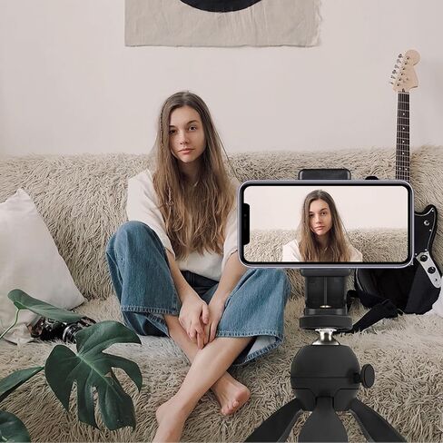 حامل هاتف محول حامل ثلاثي القوائم للهاتف المكتبي مع حامل ثلاثي القوائم صغير، حامل ثلاثي صغير لهاتف iPhone/DLSR المدمج/Samsung/Webcam/Android الهاتف المحمول أي عرض من 2.16 بوصة إلى 4.13 بوصة in Kuwait