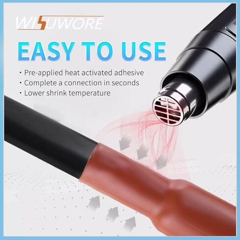 أنابيب الانكماش الحراري، نسبة 3: 1 مبطنة بمادة لاصقة من الدرجة البحرية، أنابيب انكماش حرارية صناعية كهربائية 1/2 باللون الأحمر، لفة بطول 50 قدمًا in Kuwait