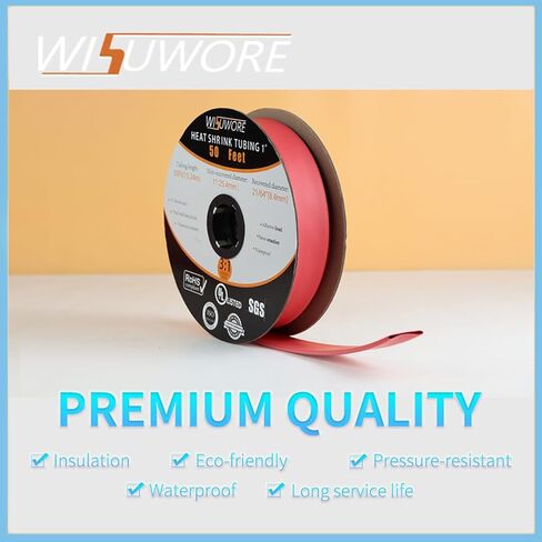 أنابيب الانكماش الحراري، نسبة 3: 1 مبطنة بمادة لاصقة من الدرجة البحرية، أنابيب انكماش حرارية صناعية كهربائية 1/2 باللون الأحمر، لفة بطول 50 قدمًا in Kuwait