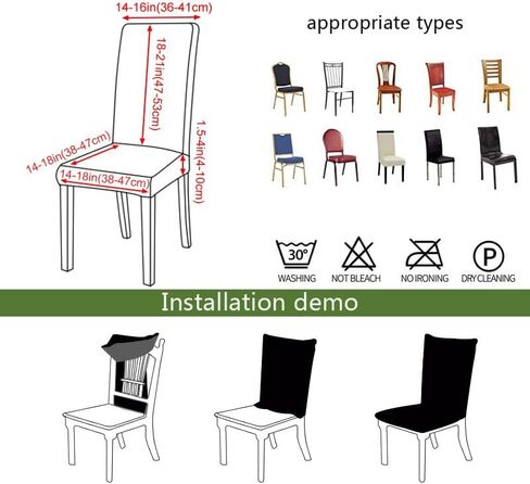 أغطية كراسي الطعام من KWLOVER مجموعة من 6 أغطية كرسي من جلد البولي يوريثان مقاومة للماء، واقي كرسي المطبخ قابل للإزالة والغسل (قهوة، 6) in Kuwait