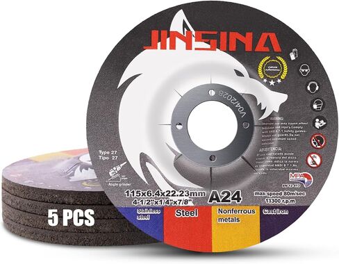 Grinding Wheel 5 PCS, 4-1/2" Grinding Wheels for Metal, Steel, Stainless Steel & Cast Iron, Aluminum Oxide Grinding Discs for Angle Grinder, Aggressive & All-purpose Grinding (4-1/2"×1/4"×7/8") in Saudi Arabia