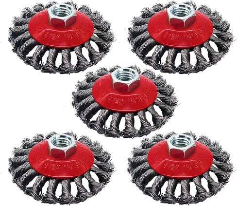 4 Pack Wire Wheel Brush for Angle Grinder, 4 Inch Angle Grinder Wire Wheel Set, 3 Inch Wire Cup Brush for 4 1/2 Angle Grinder, 5/8"-11 Thread Arbor, Twist Knotted Coarse Crimped Wire Brush Set in Saudi Arabia