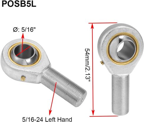 POSB5 Rod End Bearing 5/16 Inch Bore and 5/16-24 Right Hand Thread, Self-Lubricating Male Heim Joint Rod Ends,IncludesJam Nuts 2pcs in Saudi Arabia