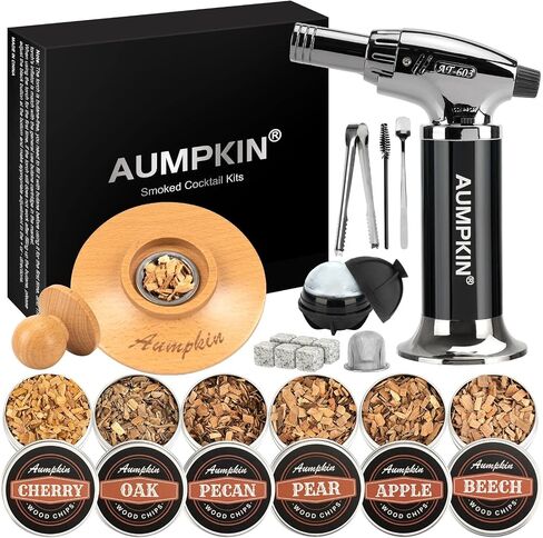 Cocktail Smoker Kit with Torch – 6 Flavors Wood Chips – Bourbon, Whiskey Smoker Infuser Kit, Old Fashioned Drink Smoker Kit, Birthday Bourbon Whiskey Gifts for Men, Dad, Husband (Without Butane) in Saudi Arabia