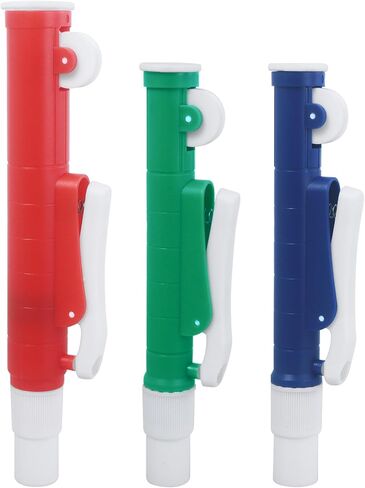 Pipette Pumps, Set of 3 Lab Pipettes Including 2ml Blue & 10ml Green& 25ml Red, Scientific Pipette Pump Fit for Disposable Plastic Pipettes Glass Pipettor in Saudi Arabia