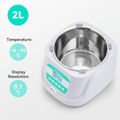 حمام مائي BAOSHISHAN سعة 2 لتر، حمام مائي مختبر رقمي مع ضبط الوقت، دقة درجة حرارة 0.1 درجة مئوية وميزات أمان لدرجة الحرارة الزائدة in Kuwait