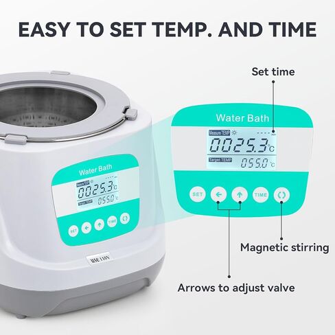 حمام مائي BAOSHISHAN سعة 2 لتر، حمام مائي مختبر رقمي مع ضبط الوقت، دقة درجة حرارة 0.1 درجة مئوية وميزات أمان لدرجة الحرارة الزائدة in Kuwait