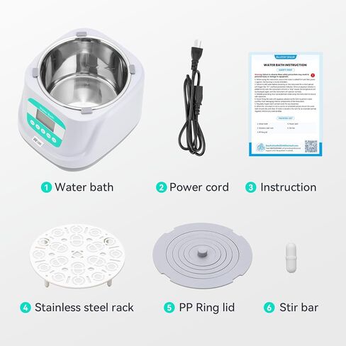 حمام مائي BAOSHISHAN سعة 2 لتر، حمام مائي مختبر رقمي مع ضبط الوقت، دقة درجة حرارة 0.1 درجة مئوية وميزات أمان لدرجة الحرارة الزائدة in Kuwait