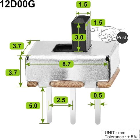Chanzon SPDT Mini Micro Slide Switch 1p2t 2 موضع 70 قطعة 3 مم تبديل لوحة تبديل منزلق عمودي صغير مقبض رأسي صغير للوحة PCB Arduino لوحة إلكترونية Dip Miniature SlideSwitch in Kuwait