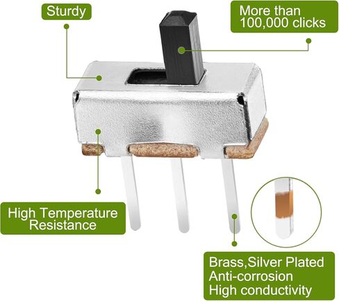 Chanzon SPDT Mini Micro Slide Switch 1p2t 2 موضع 70 قطعة 3 مم تبديل لوحة تبديل منزلق عمودي صغير مقبض رأسي صغير للوحة PCB Arduino لوحة إلكترونية Dip Miniature SlideSwitch in Kuwait