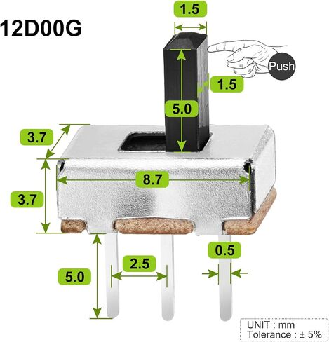 Chanzon SPDT Mini Micro Slide Switch 1p2t 2 موضع 70 قطعة 3 مم تبديل لوحة تبديل منزلق عمودي صغير مقبض رأسي صغير للوحة PCB Arduino لوحة إلكترونية Dip Miniature SlideSwitch in Kuwait