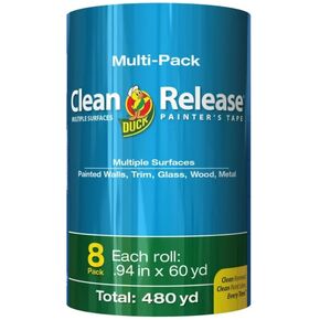Duck Clean Release Blue Painter's Tape 1-Inch (0.94-Inch x 60-Yard), 8 Rolls, 480 Total Yards