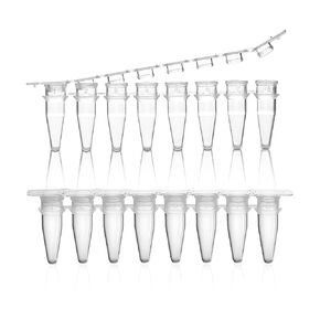 0.2mL PCR Tubes 8-Strip PCR Tubes with Flat Caps Free from DNase and RNase Pack of 125 Strip of 8 PCR Tubes