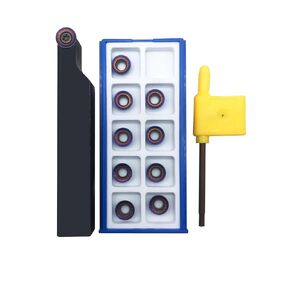 5/8" Indexable Metal Lathe Turning Tool Holder SRAPR1616H10 with 10pcs RCMT10T3MOE-JS R5 Round Carbide Replacement Inserts Button inserts for Steel Stainless Steel
