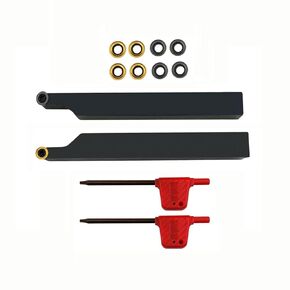 3/8" 1/2" SRACR1010/1212 H06 Lathe Turning Holders Lathe Turning & Profiling Tool Holder with RCMT0602 Round Carbide Milling Inserts For steel stainless steel (2pcs 1/2 holders+ 10pcs inserts)