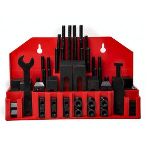 58Pc T-Slot Clamping Kit Mill Machinist Set with T-slot cleaner and Tightening Wrench (1/2 Table Slot 3/8-16 Stud Size)