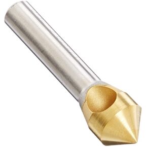 KEO 53522 Cobalt Steel Single-End Countersink, TiN Coated, 90 Degree Point Angle, Round Shank, 5/16" Shank Diameter, 1/2" Body Diameter