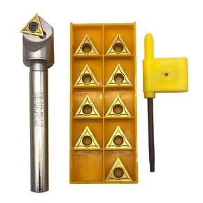 1/2inch Shank Chamfering Tool Bit Turning Tool Holder Boring Bar with 10pcs TCMT32.51 Replacement Carbide Turning Inserts for Steel