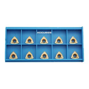 أدوات Accusize الصناعية WCMT2.52 إدراجات، مطلية بالقصدير، كربيد، قطع الفولاذ، مجموعة 10 قطع، 2139-1020x10