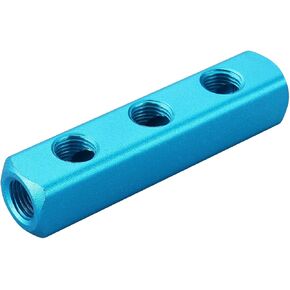 Baomain Manifold Block Pneumatic 3 Way 6 Port 1/4" PT Threaded Ports Quick Connect Air Hose Inline