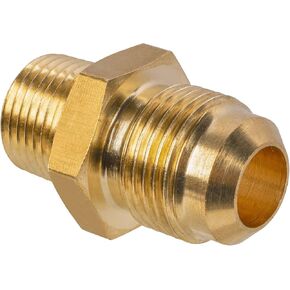 3/8" Flare x 3/8" NPT Male Brass Tube Fitting for Propane, LP and Natural Gas, Fuel, Half-Union (1-Pack)