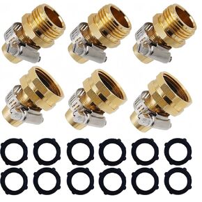 Garden Hose Repair Connectors with Clamps, Fit for 3/4" or 5/8" Male and Female Hose Fittings (3 Set)