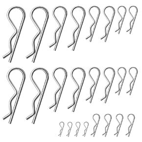 Cotter Pin Assortment Kit, R Clips Heavy Duty Zinc Plated Cotter Pin Spring Fastener Assortment Kit Hitch Pins Clips Cotter Clip for Hitch Pin Lock System, Cotter Pins 24 PCS