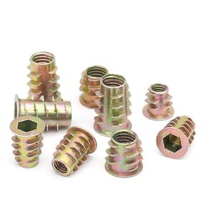 140PCS Threaded Insert Nuts, Wooden Insert Combination Tool kit, Steel Threaded Inserts for Wooden Furniture Hardware Screws M5/M6/M8/M10 Nuts, Metric Bolts, Fasteners, Hexagonal Socket Drivers