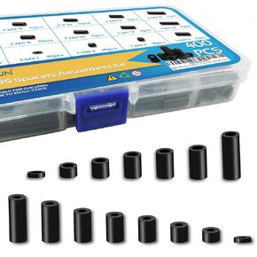 400Pcs Electrical Outlet ABS Spacers,ID 3.2mm 4.2mm OD 1mm, 3mm 5mm 8mm 10mm 12mm 15mm，Washer Spacer Assortment Kit,Without Threaded,Switch and Receptacle Spacers for M3 M4 Screws