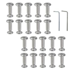 20 Sets M3×4mm Silver Binding Post Screw Φ4×25mm Screw Rivets Stainless Steel Barrel Nuts and Bolts for Photo Album, DIY Accessories, Furniture