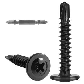 220Pcs #8 x 1/2" Self Drilling Screws for Metal,410 Stainless Steel Black Zinc Plated,Self Tapping Sheet Metal TEK Screws,Hex Washer Head