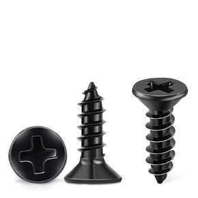 100 PCS #6 X 1/2 inch Stainless Steel 18-8 (A2) Wood Screws, Black Coated Flat Head Phillips Full Threaded Screw, KA3/5x12SS18-8