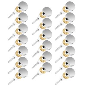 Mirror Screws, 20 PCS Stainless Steel Screw Cover Cap, 0.63"/16mm Diameter Decorative Caps Cover Nails Mirror Screws Fasteners for Bathroom Mirror Panels Kitchen Ceiling Arts Craft Sign Ad Nail Silver