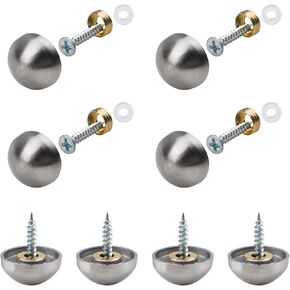 Hemispherical Silvery Mirror Screws, 20 Sets 25mm Zinc Alloy Thicker Mirror Screws Cap with Decorative Cover Nails