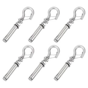 uxcell 16Pcs M8 304 Stainless Steel Expansion Hook with Spring Buckle, Standard Open Cup Expansion Bolt Screw Concrete Hook for Wall Ceiling Concrete Masonry