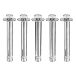 M10 x 60 Hex Expansion Bolts - 15Pack - Good for Concrete Dry Brick Block Walls - 304 Stainless Steel - Silver