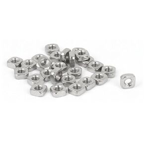 uxcell M6 Machine Screw 304 Stainless Steel Square Nuts Silver Tone 25Pcs