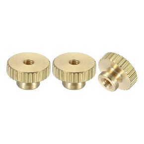 uxcell Knurled Thumb Nuts, 6Pcs M4 x D12mm x H8mm Brass High Head Through Hole with Collar High Head Through Hole Round Knobs Fasteners for 3D Printer Parts, Machine Tools